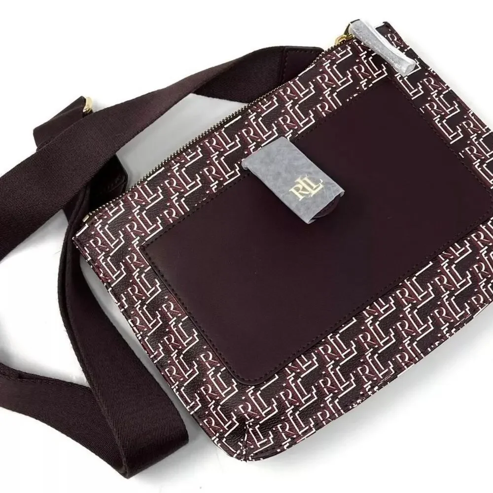 Lauren Ralph Lauren Crossbody Bag Monogram Signature Med Jamey Burgundy GARNET